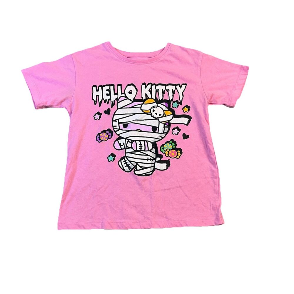 Hybrid Hello Kitty Pink Mummy Graphic Shirt Halloween Girls Size 6/6X Candy